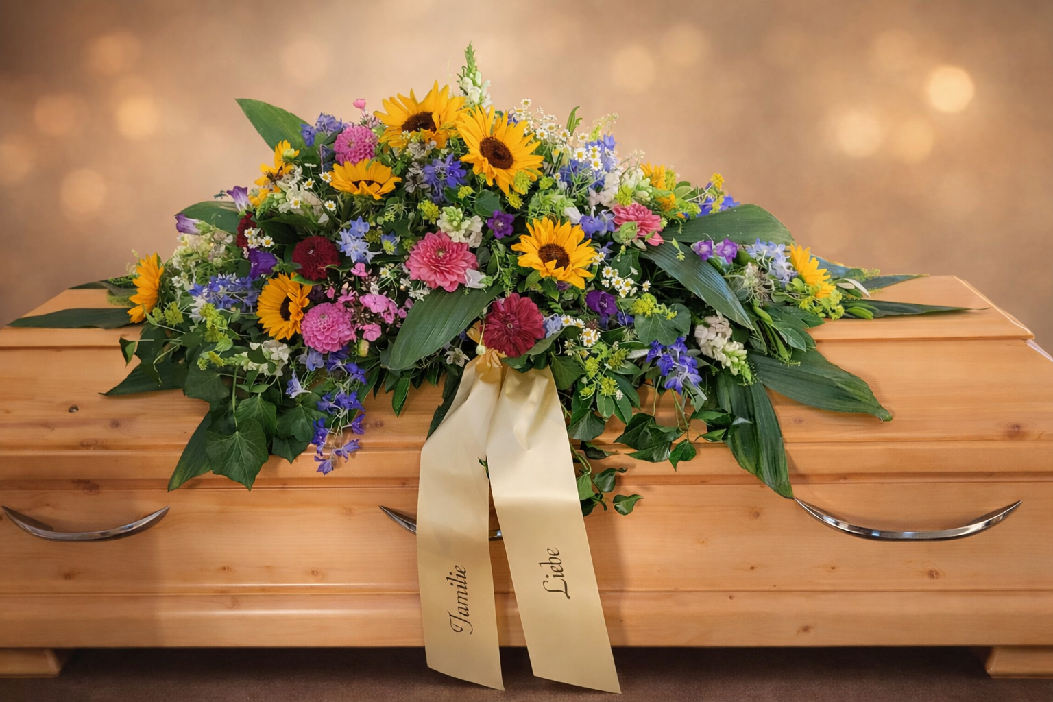 7113 – Farbenfrohes Gesteck mit Sonnenblumen