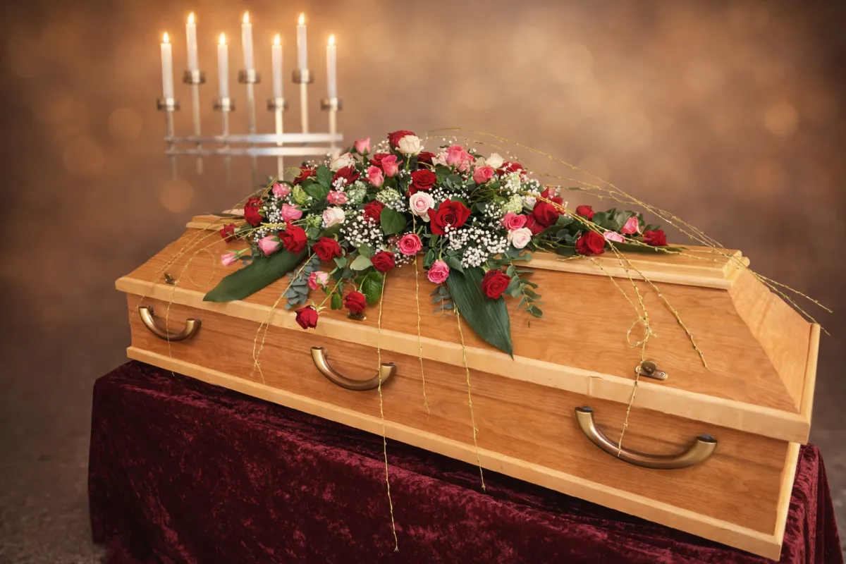 7117 – Klassisches Gesteck mit gemischten Rosenfarben